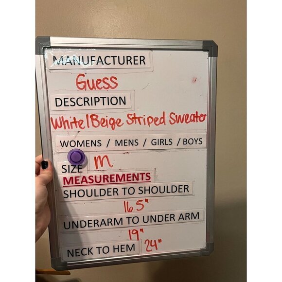 Women's Guess Brand White & Beige Striped Sweater Size M [EXCELLENT] - Picture 6 of 6